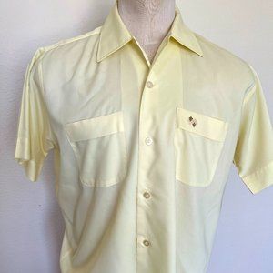 60's Mens Yellow Short Sleeve Shirt - Size Large 16 - 16 1/2